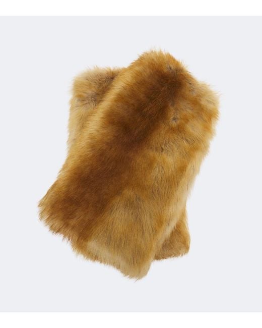 Saint Laurent Brown Shearling Hand Muffs
