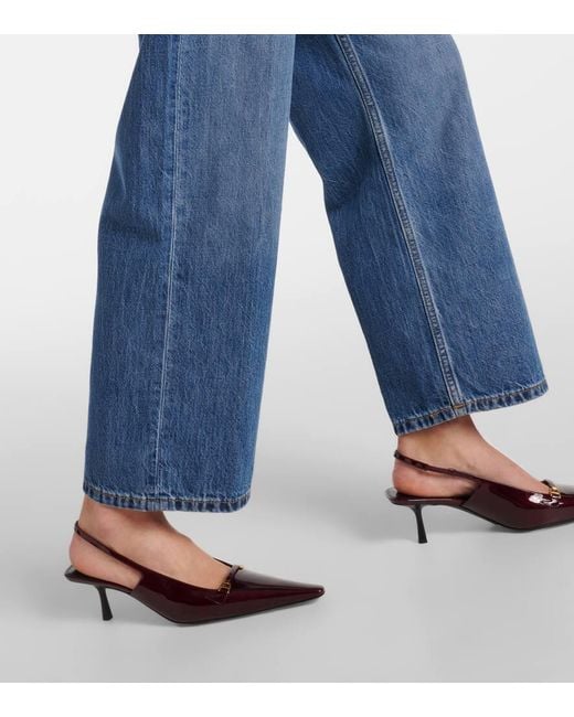 Re/done Blue High-Rise Straight Jeans Loose Crop