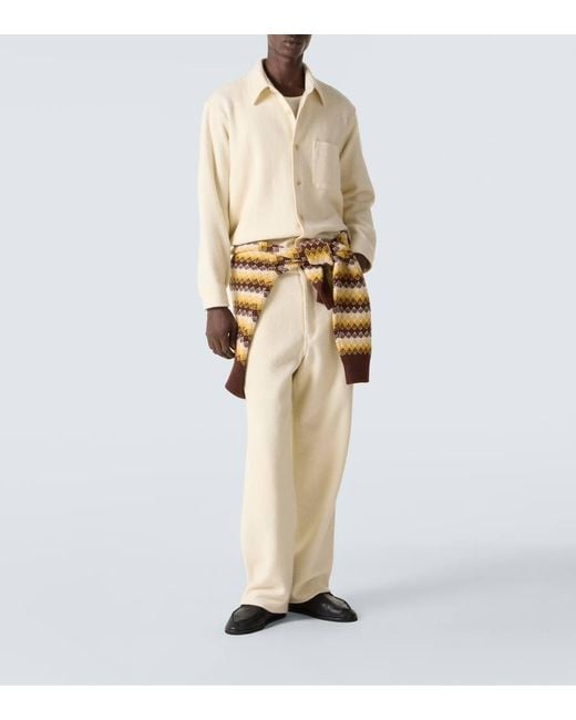 Auralee Natural Wool Tweed Wide-Leg Pants for men