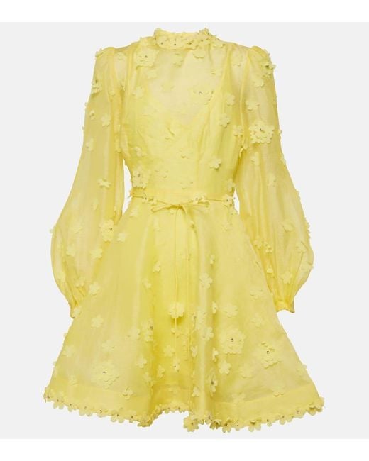 Vestido corto Matchmaker de organza floral Zimmermann de color Yellow