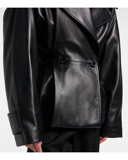 Balenciaga Black Double-Breasted Leather Jacket