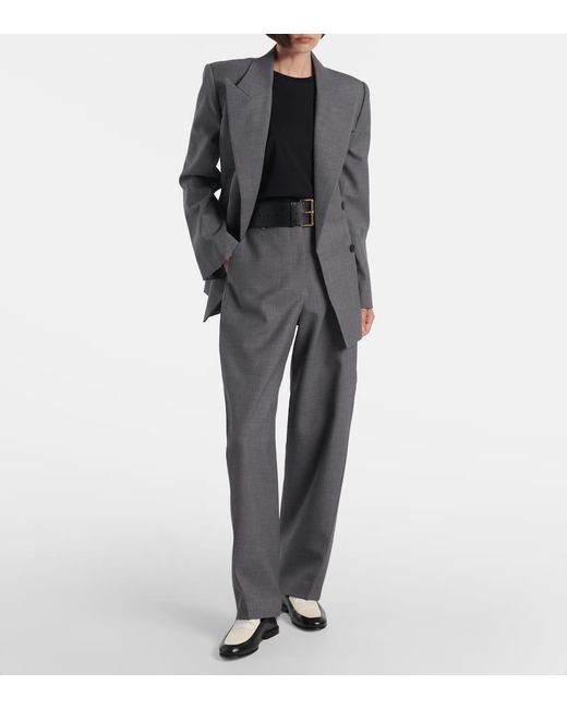 Givenchy Gray Cocoon Wool Wide-Leg Pants