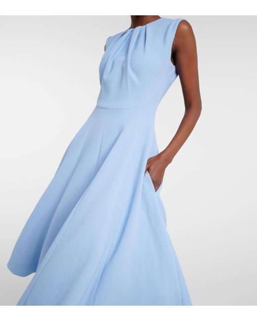 Emilia Wickstead Blue Marlen Sleeveless Woven Midi Dress