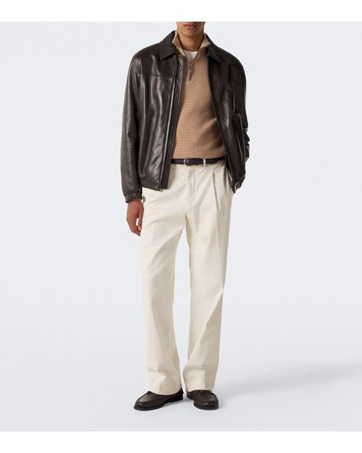 Canali Natural Knitted Wool And Cashmere Zip-Up Sweater for men