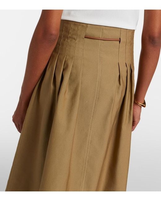 Max Mara Natural Tempio Belted Cotton Twill Midi Skirt