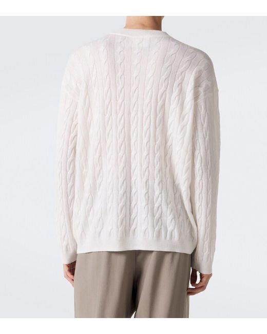 Lisa Yang White Oskar Cable-Knit Cashmere Sweater for men
