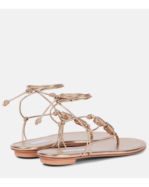 Aquazzura Pink Sandalen Oaxaca Aus Metallic-Leder