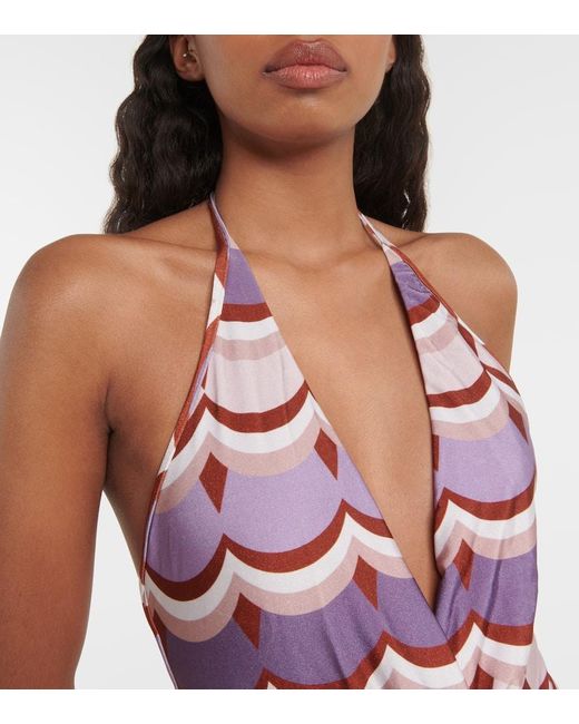 Adriana Degreas White Vintage Waves Printed Swimsuit