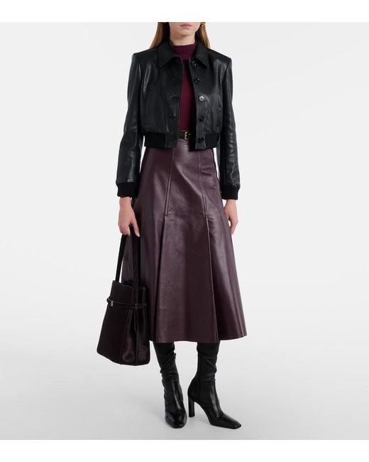 Dorothee Schumacher Black Sleek Statement Cropped Leather Blouson Jacket