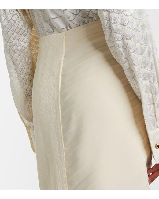 Roberto Cavalli Natural Pleated Midi Skirt