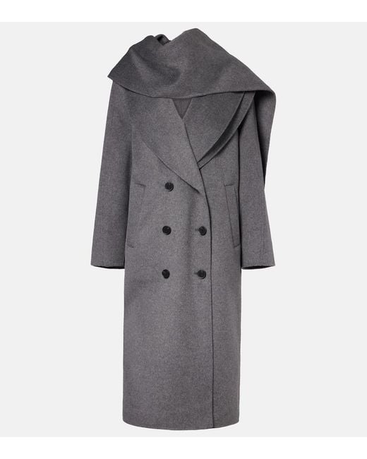 Rohe Gray Scarf-Detail Wool And Cashmere Coat