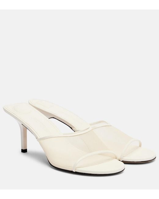 Jacquemus White Leather-Trimmed Canvas Sandals