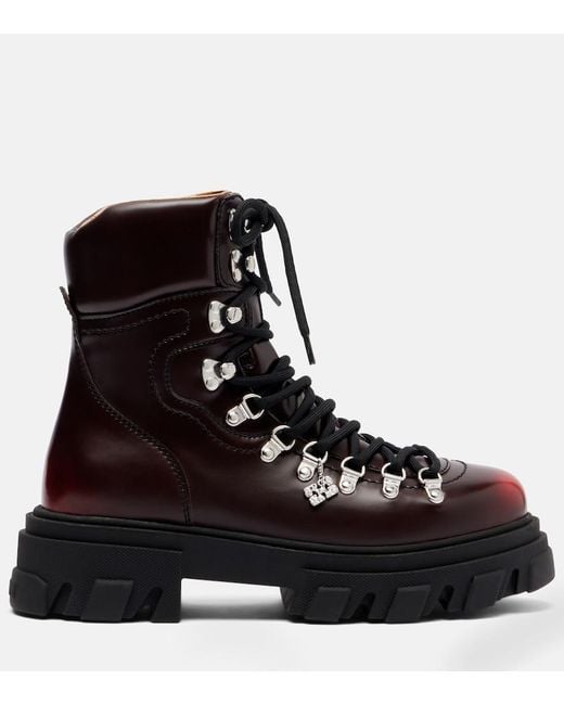 Ganni Black Platform Combat Boots