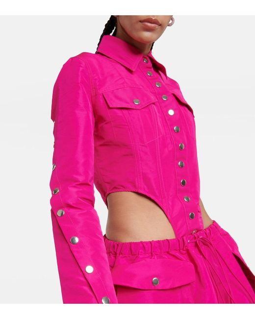 LAQUAN SMITH Pink Satin Corset Top