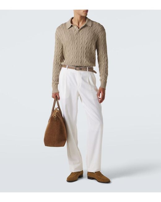 Ralph Lauren Natural Cable-Knit Cotton And Silk Polo Sweater for men