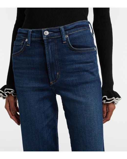 Citizens of Humanity Blue Caia Cropped Mid-Rise Straight Jeans