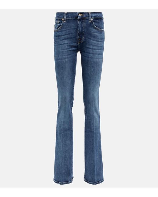 7 For All Mankind Blue Mid-Rise Bootcut Jeans