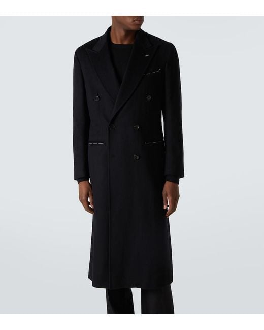 Saman Amel Black Wool And Cashmere Overcoat for men
