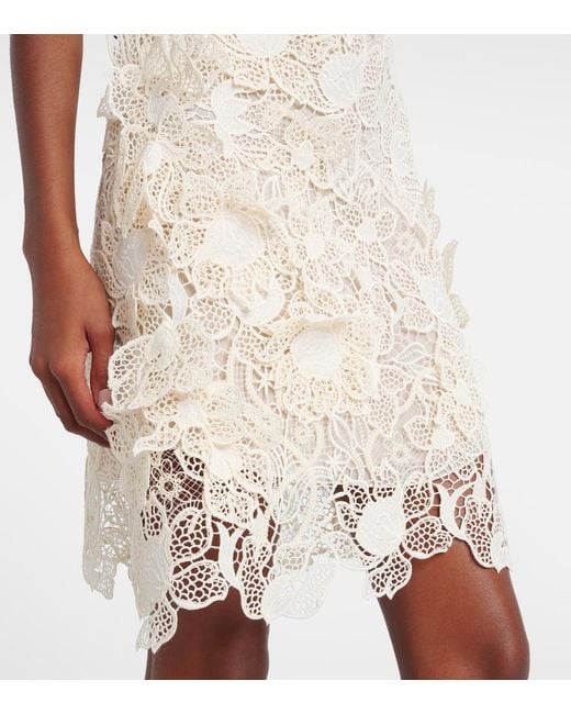 Oscar de la Renta Natural Floral Lace Minidress