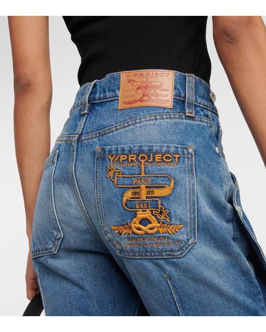 Y. Project Blue Straight Jeans Classic Button Panel