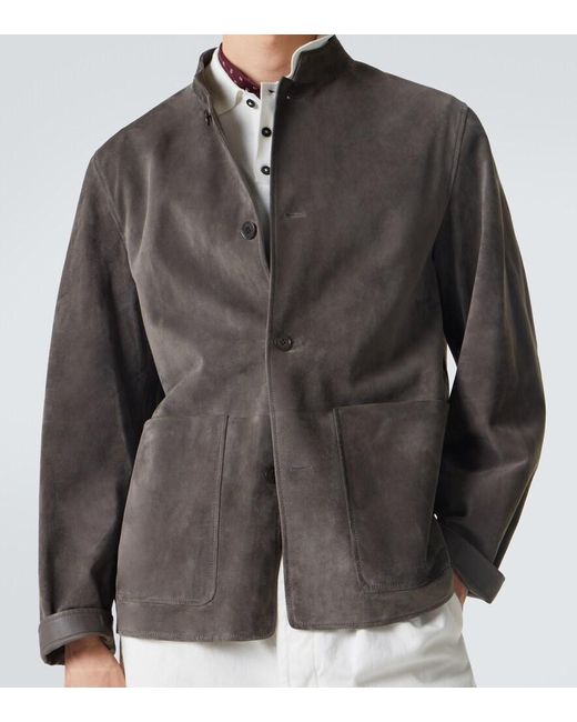 Dunhill Gray Suede Jacket for men