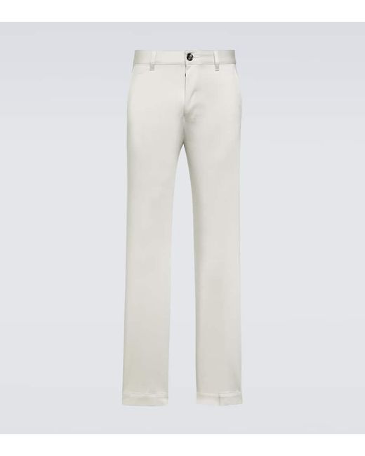 Pantaloni chino in raso di cotone di AMI in White da Uomo