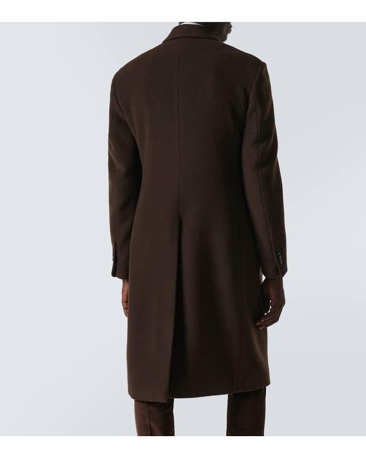 Lardini Brown Double-breasted Wool-blend Coat for men