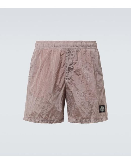 Stone Island Pink Compass Swim Trunks for men