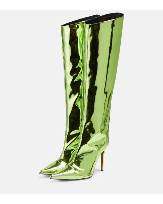Alexandre Vauthier Green Mirrored Leather Knee-high Boots