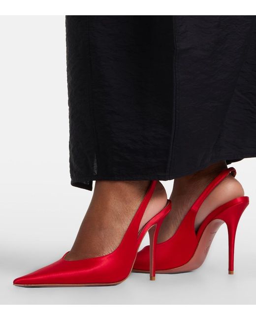 AMINA MUADDI Red Anok Satin Slingback Pumps
