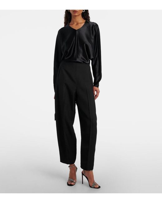 FFORME Black Yvette Barrel-Leg Pants