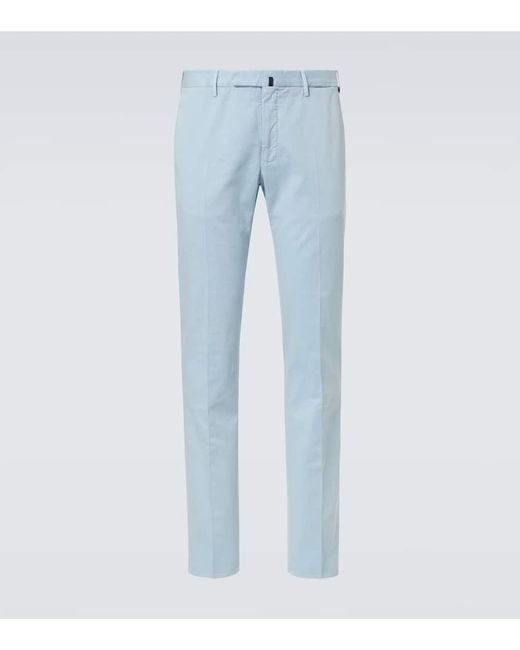 Incotex Blue Cotton Chinos for men
