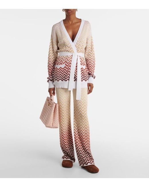 Missoni Pink Zigzag Cotton-Blend Flared Pants