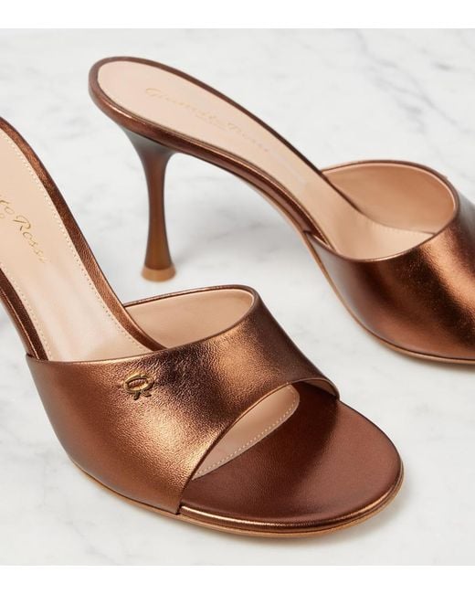 Gianvito Rossi Brown Leather Mules