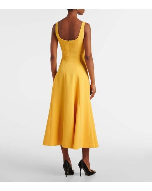Emilia Wickstead Yellow Neith Crepe Midi Dress