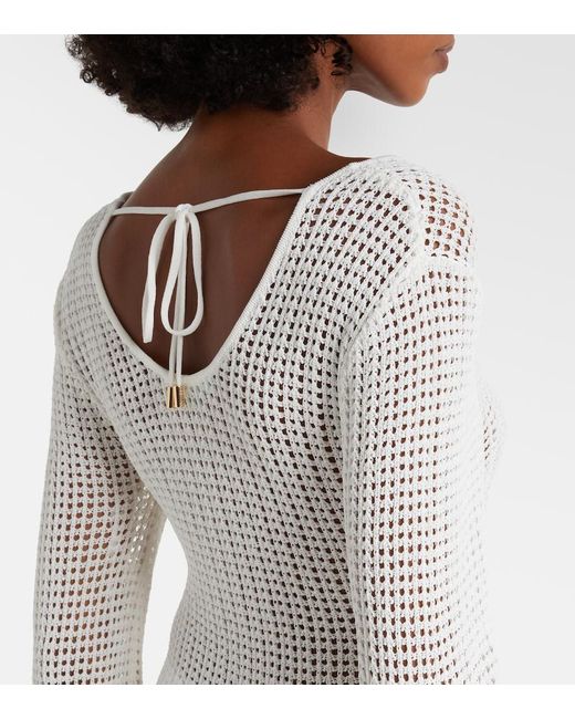Melissa Odabash White Casey Open-Knit Midi Dress