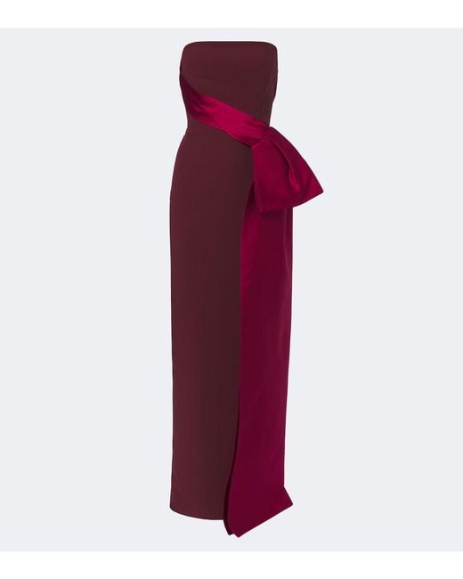 Roland Mouret Red Draped Crepe Bustier Gown