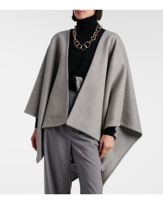 Max Mara Gray Virgin Wool Cape