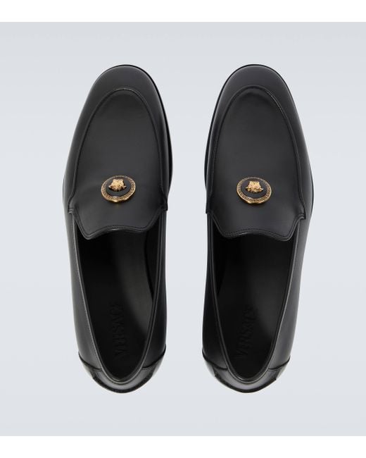 Versace Black Loafers With Medusa Plaque for men