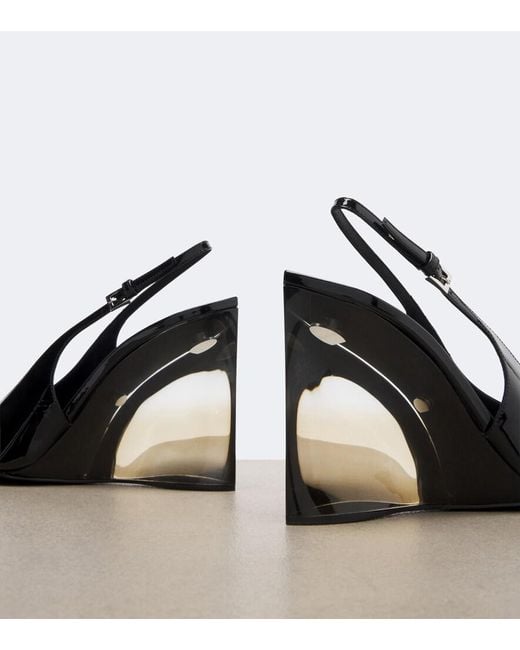 Alaïa Black Invisible Patent Leather Wedge Pumps