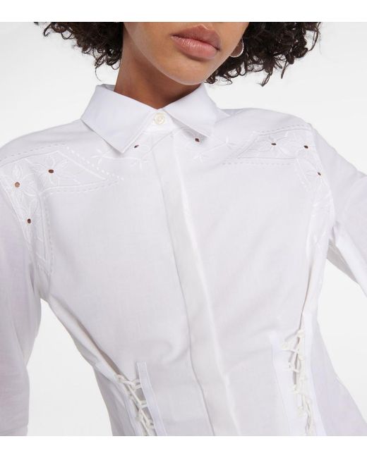 MARINE SERRE White Regenerated Household Linen Shirt - Women's - Viscose/acetate/cotton/spandex/elastane