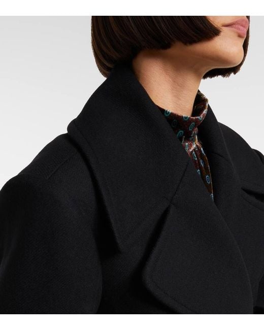 Dries Van Noten Black Wool-Blend Twill Coat