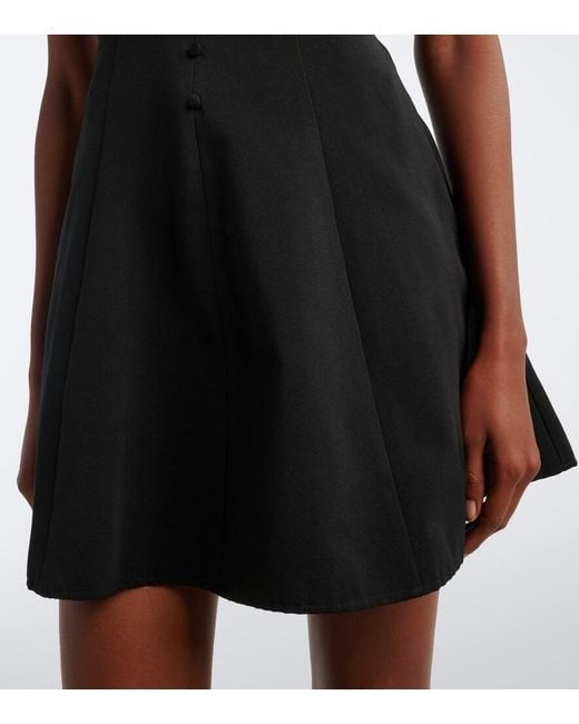 Staud Black Stella Halterneck Cotton-Blend Minidress
