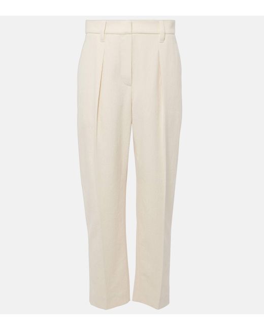 Pantalon droit a taille haute Brunello Cucinelli en coloris White