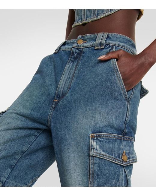 Alessandra Rich Blue Sequin-Embellished Flared Jeans
