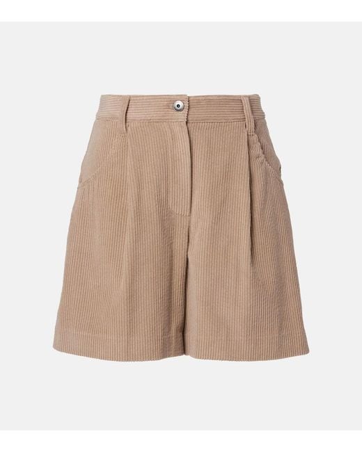 Brunello Cucinelli Natural High-Rise Cotton Corduroy Shorts