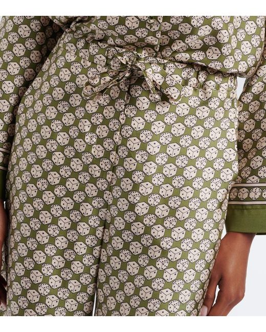 Max Mara Natural Printed Silk Wide-Leg Pants