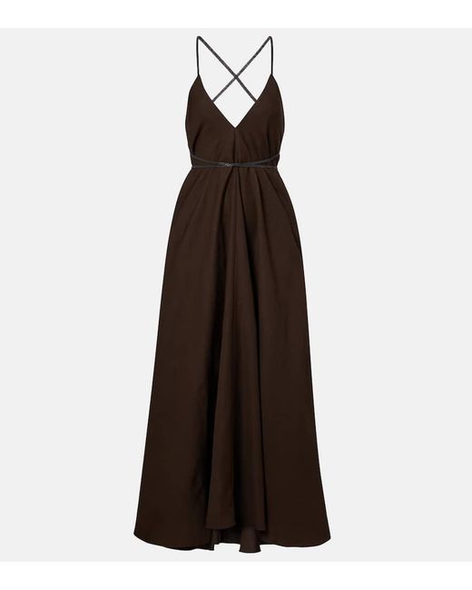 Brunello Cucinelli Brown Open-Back Maxi Dress