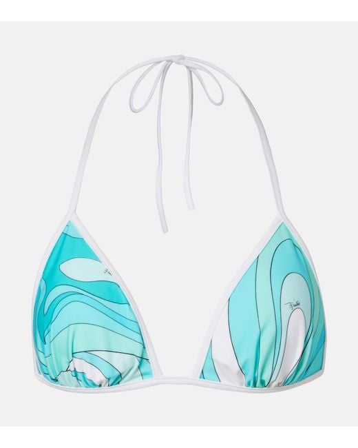 Emilio Pucci Blue Marmo Bikini Top