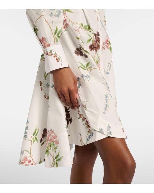 Erdem White Floral Cotton Poplin Shirt Dress